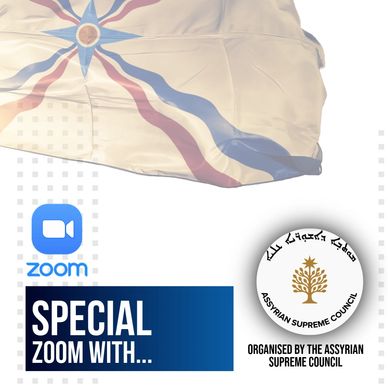 Announcement for a special Zoom event by the Assyrian Supreme Council.