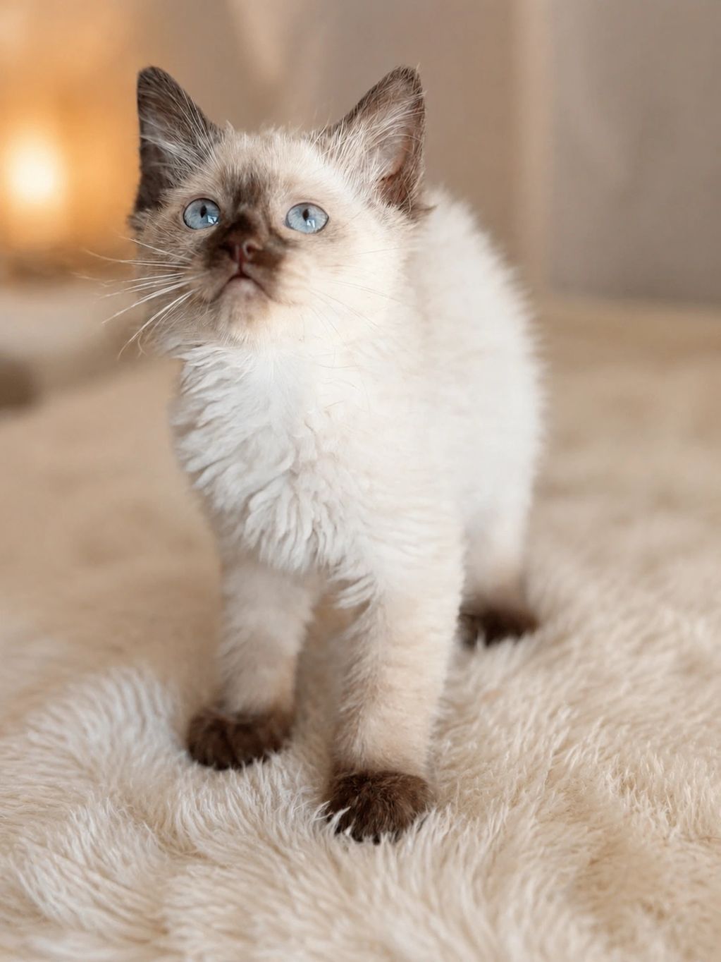 Liv female Ragdoll with rare chocolate color point smoke