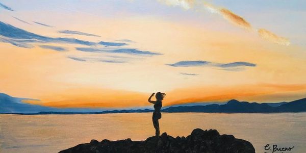 TITLE: Sunset in Mallorca with her daughter