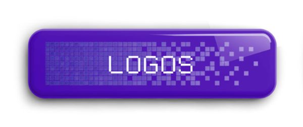 Purple button with pixelated effect and the word 'LOGOS' in white.