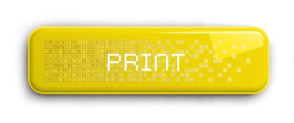 Yellow rectangular button with the word PRINT in pixelated style.