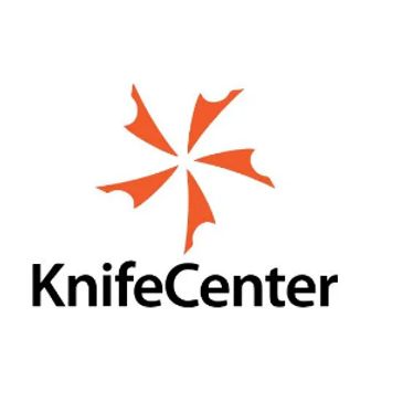 KnifeCenter logo with orange star-like design above text.