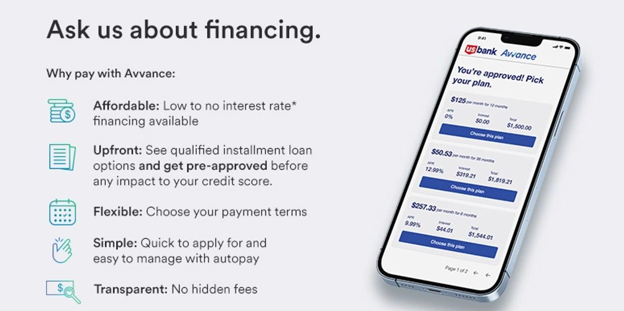 US Bank Avvance offers affordable, flexible financing with no hidden fees and easy autopay.