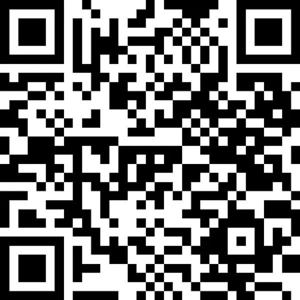 A black and white QR code with a complex pattern of squares.