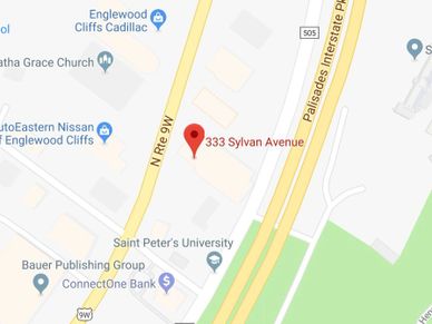 Map showing location of 333 Sylvan Avenue near Palisades Interstate Parkway.