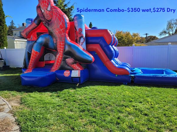 Spiderman combo unit-$350 wet dry bouncer hop