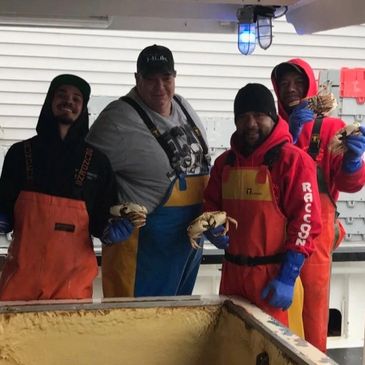 AOF fishermen processing their crab catch from Atlantic Ocean