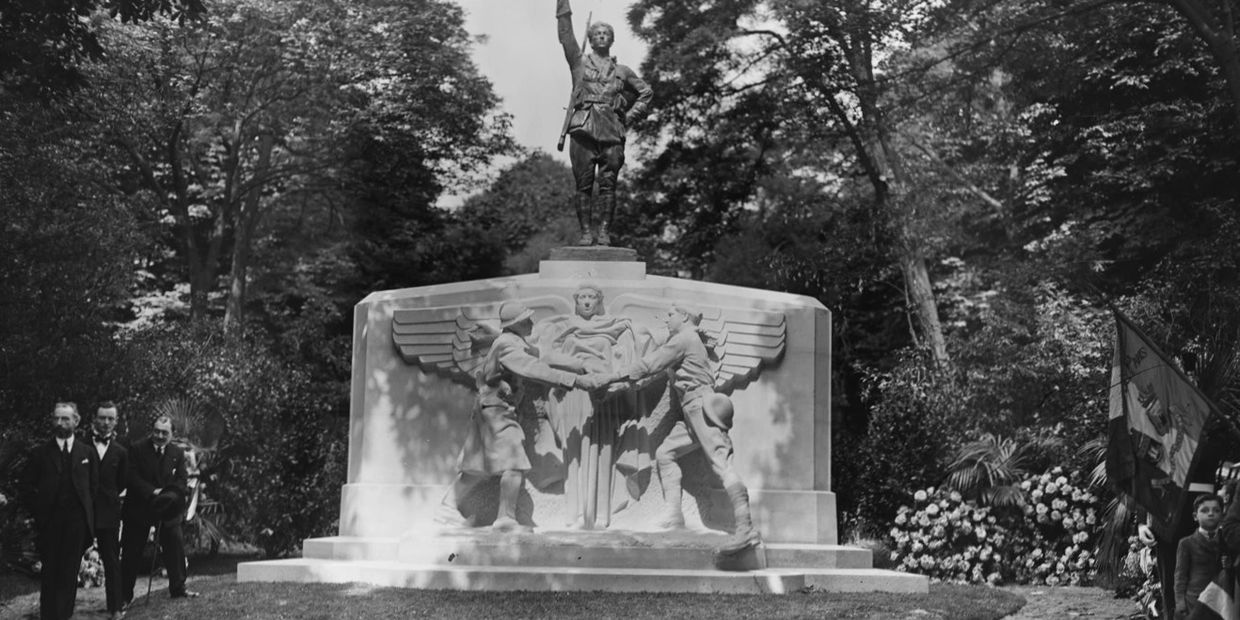 Alan Seeger atop the Monument to the American Volunteers Fallen for France in Paris.
