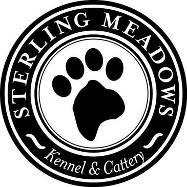 Sterling Meadows kennel and cattery logo with paw print.