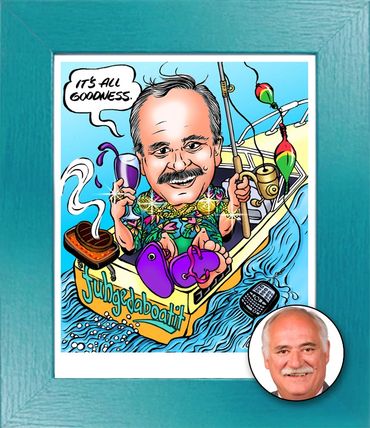 Boating retirement caricature