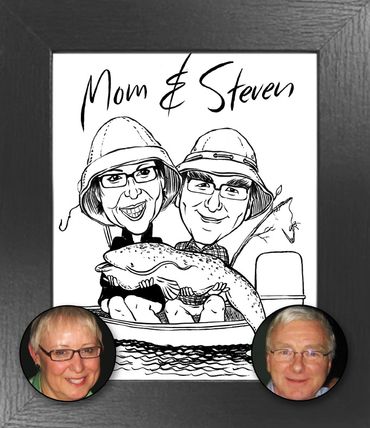 Sports fishing caricature by Kenn White at ExecutiveCaricature.com