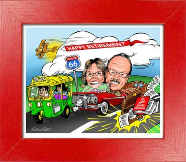 Retirement caricature by Kenn White at ExecutiveCaricature.com