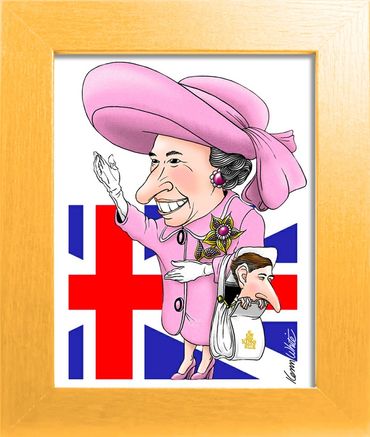 Queen Elizabeth II and Prince Charles caricature by Kenn White at ExecutiveCaricature.com