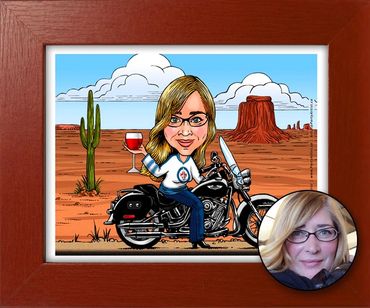 Motorcyclist caricature by Kenn White at ExecutiveCaricature.com