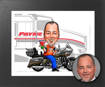 Motorcyclist caricature by Kenn White at ExecutiveCaricature.com