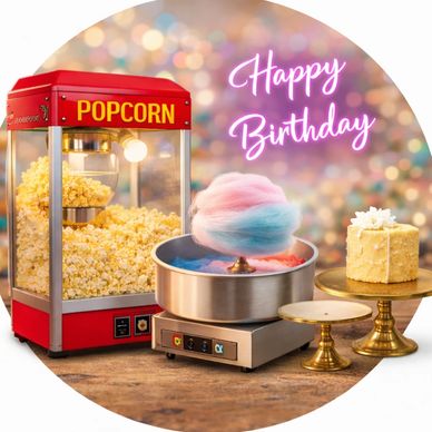 Popcorn and cotton candy machines for party rentals.
