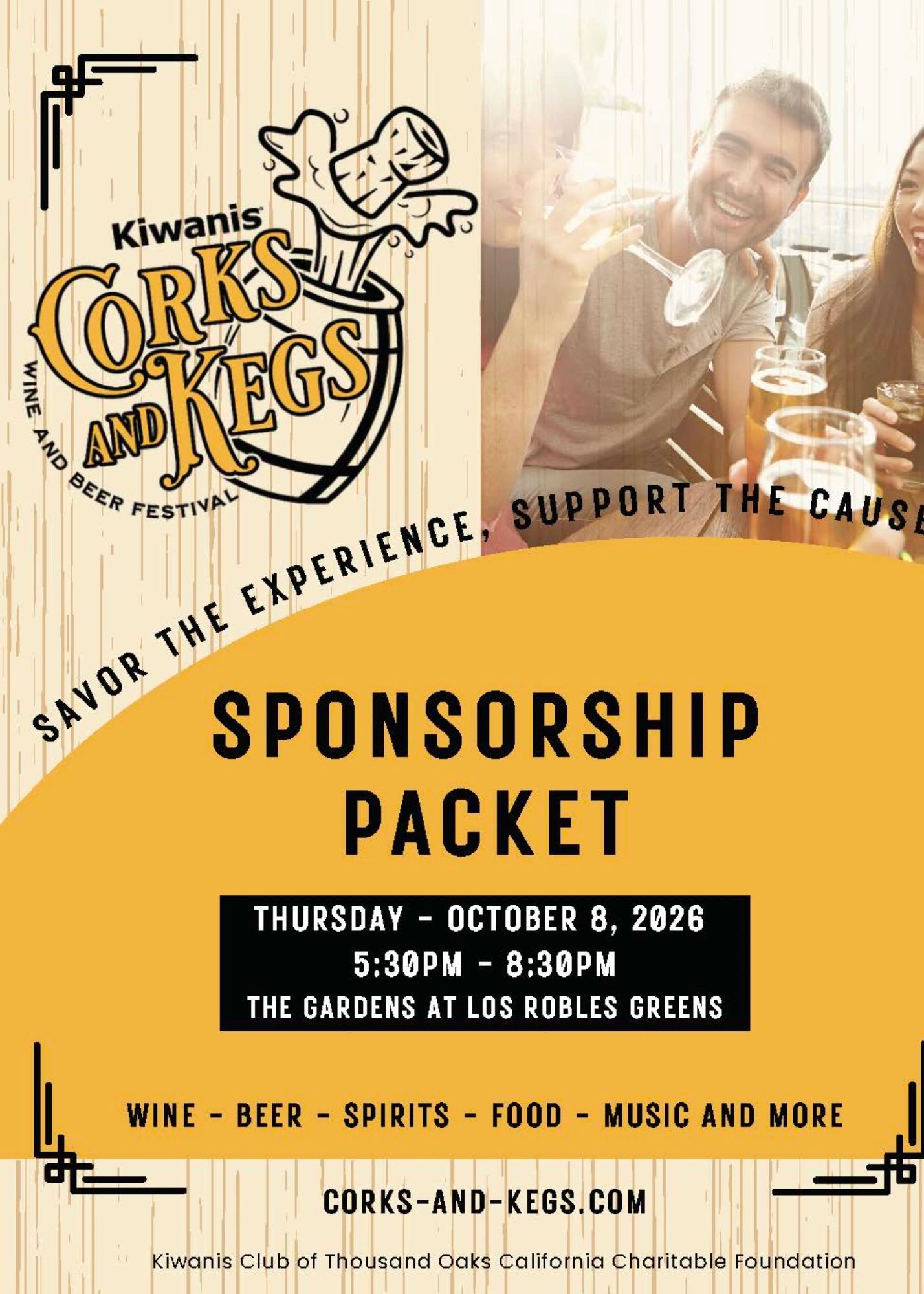 Kiwanis Corks and Kegs wine and beer festival sponsorship event details.