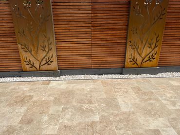 Feature Wall, Paving, Travertine