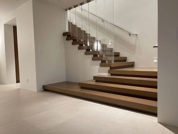 Custom French Oak Waterfall Stairs Treads