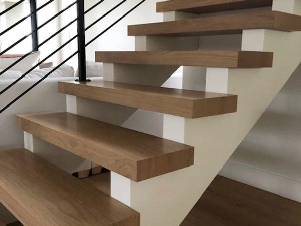 Custom French Oak Waterfall Stairs Treads