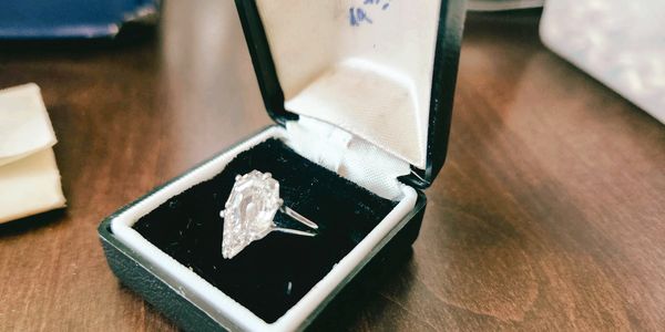 Grandma's diamond ring in a velvet box.