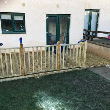 Decking with sensory toys installed for client.