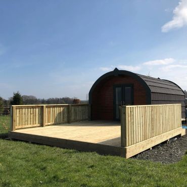 Decking in front of a clients glamping pods.