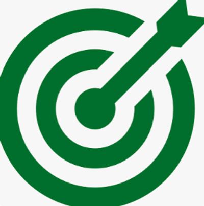 Green target with arrow hitting bullseye.