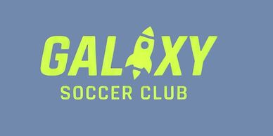Logo of Galaxy Soccer Club with a rocket.