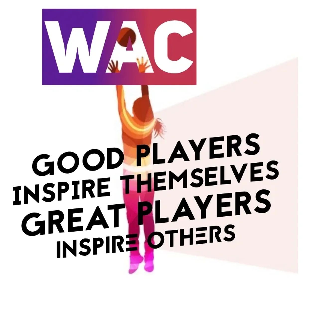 Inspirational sports quote about good and great players with a basketball graphic.
