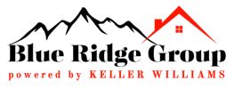 Logo of Blue Ridge Group with mountains and house roof design.