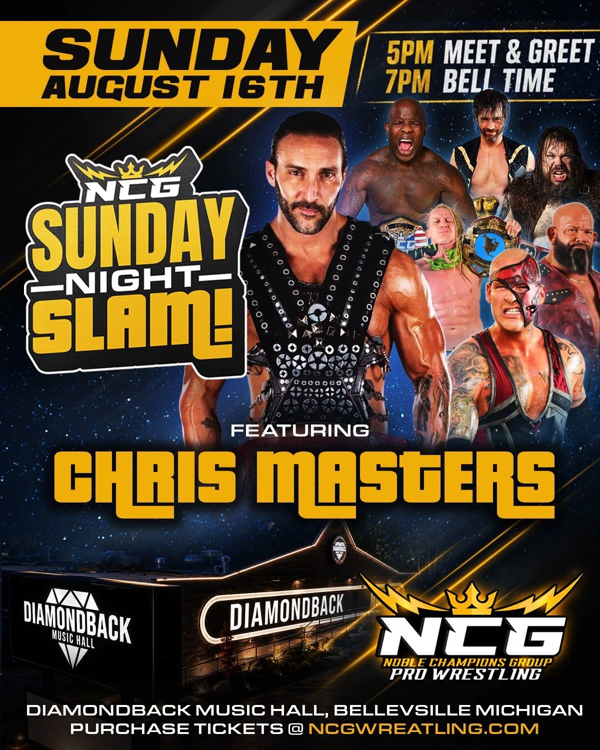 Wrestling event "NCG Sunday Night Slam" on August 16.