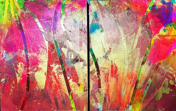 Fearless is a diptych in acrylic on wood panels, 22,8 x 17,8 cm each.