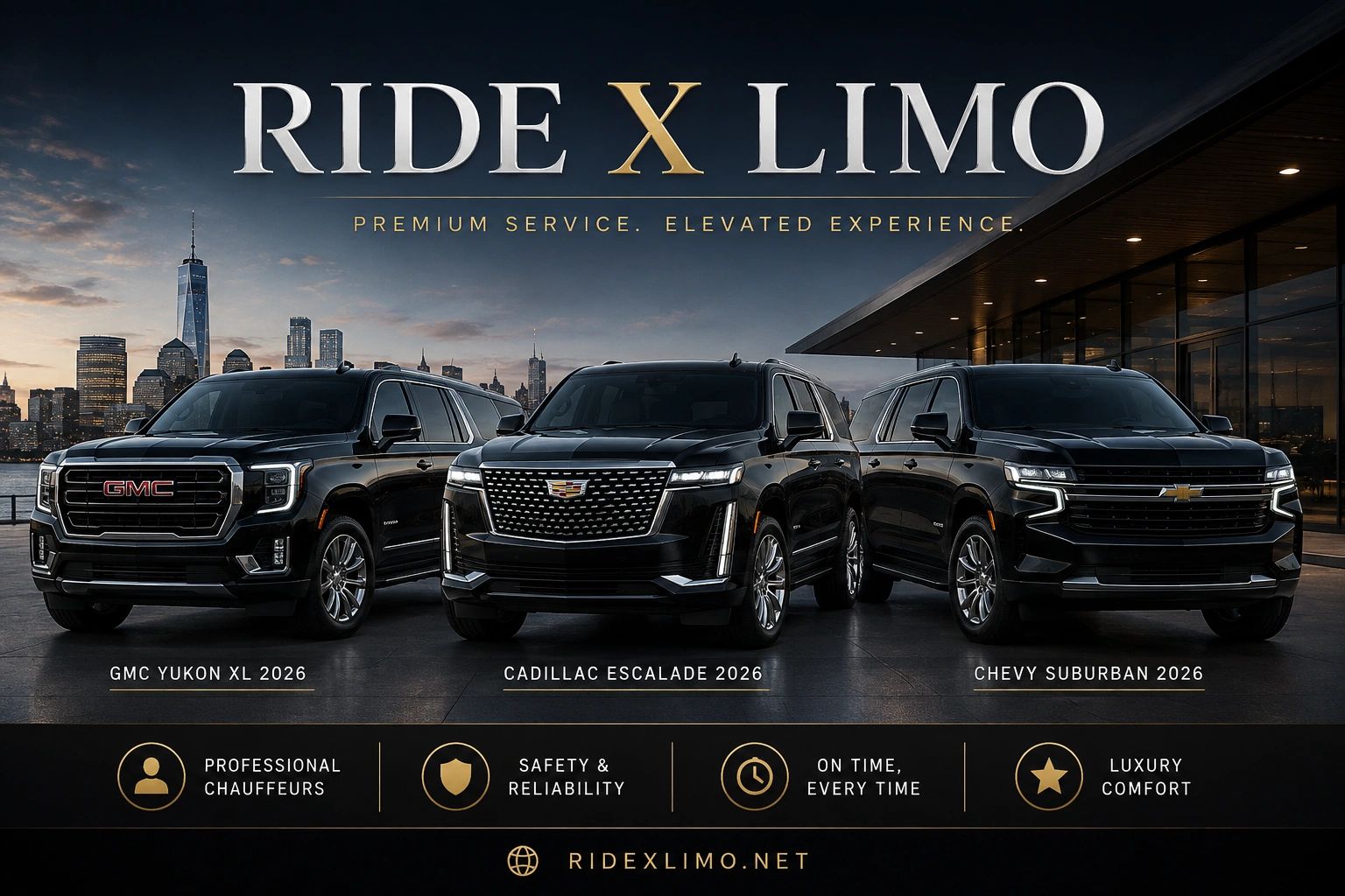 Ride X Limo offers premium SUV limo services with 2026 models.
