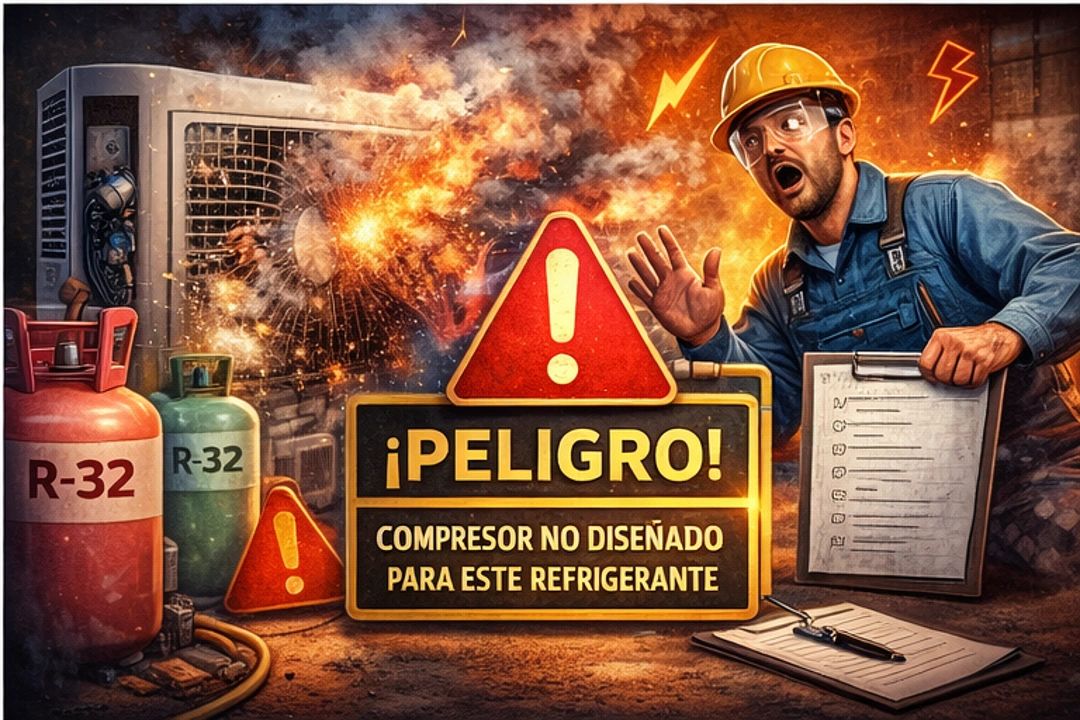 El uso de un compresor que no ha sido específicamente diseñado para el refrigerante empleado puede ocasionar fallas severas en el sistema y representar riesgos importantes para la seguridad