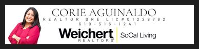 Real estate business banner for Corie Aguinaldo.
