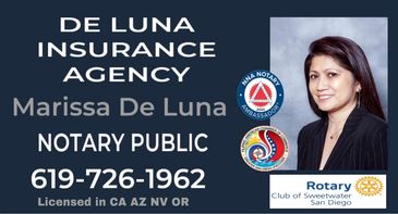 Marissa de Luna Notary Public, Insurance Broker cell 619-726-1962