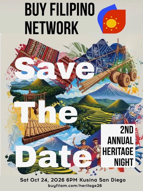Colorful poster promoting 2nd Annual Heritage Night for Filipino culture, Oct 24, 2026.