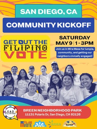San Diego Filipino community kickoff event promoting civic engagement on May 9.