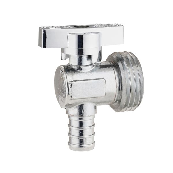 Metal water valve with handle.