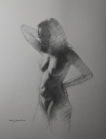 Standing nude drawing of a woman.