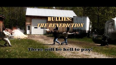 Action scene from 'Bullies: The Benediction' with gunfire exchange.