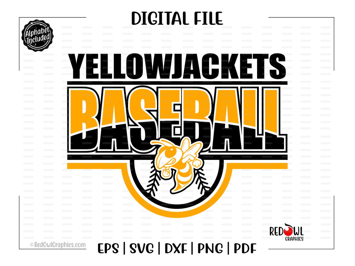 Yellowjacket Baseball svg, Yellow Jacket, Baseball, svg, dxf, eps, png, pdf