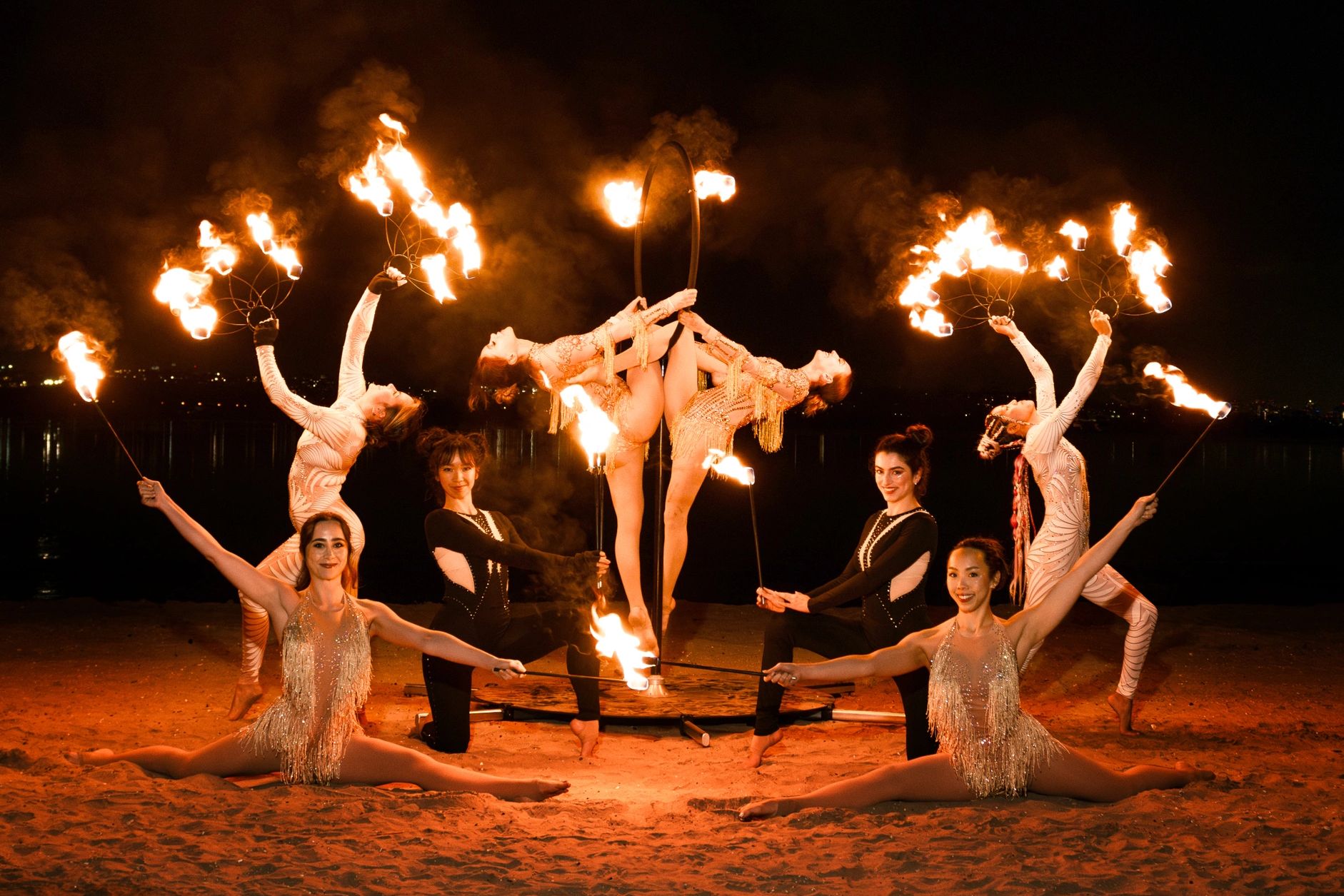 Aerial fire show, fire entertainment in San Diego for weddings, corporate and private events
