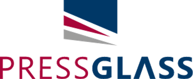 PressGlass company logo with geometric design.