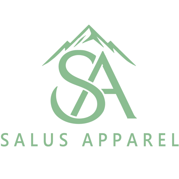 Green logo with mountain and 'SA' initials for Salus Apparel.