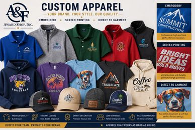 Custom apparel collection with embroidery, screen printing, and direct-to-garment options.