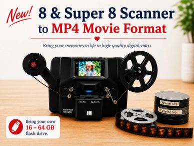 8 &amp; Super 8 film scanner to MP4 format with flash drive support.