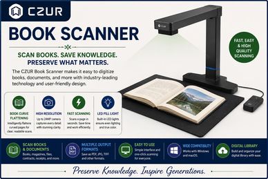 CZUR book scanner for fast, high-quality digitization of books.