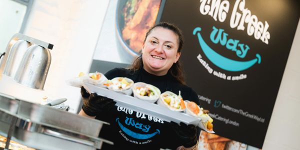 Head Chef Katerina offers souvlaki pitta gyros